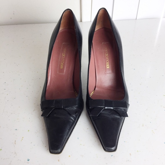 Sergio Rossi pointy toe Y2K low bow pump black leather 2000s office chic - Picture 3 of 8